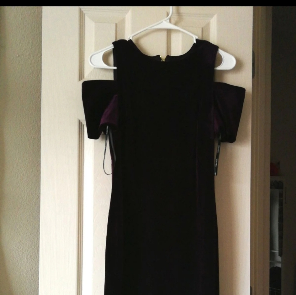 Calvin Klein purple velvet dress
